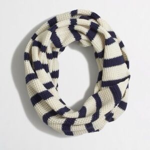J. Crew Navy and Cream Infinity Scarf 100% Wool